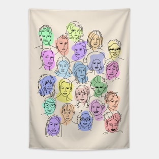 Colorful Women Faces Tapestry