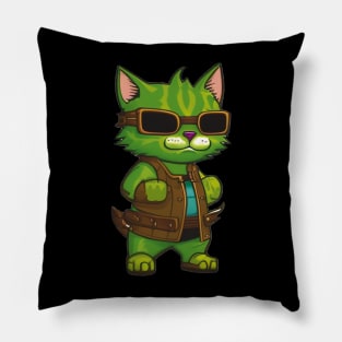 Cute Monster Cat Ogre for Halloween Pillow