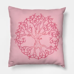 CELTIC SYMBOLS - TRIQUERA: CRIMSON TREE OF LIFE Pillow