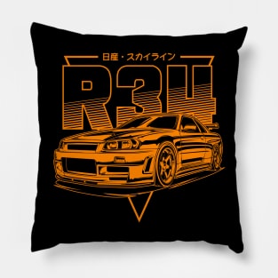 Skyline GTR R34 (Orange) Pillow