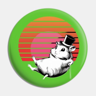 Cute retro hamster vintage sunset hat Pin