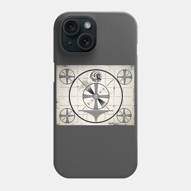 Retro distressed Indian Chief Monoscope test pattern Phone Case by LittleBean