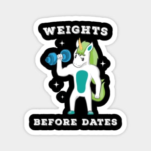 Unicorn Weights before Dates Weightlifting Magnet