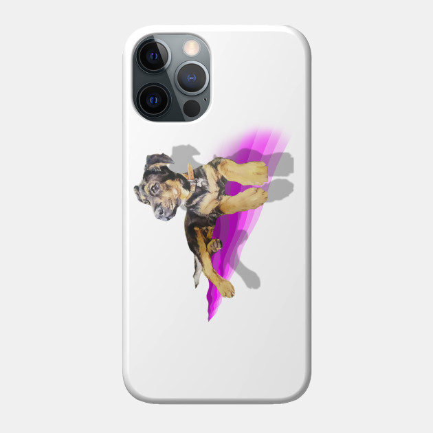 Adorable rottie puppy on a rainbow wave! - Dog - Phone Case