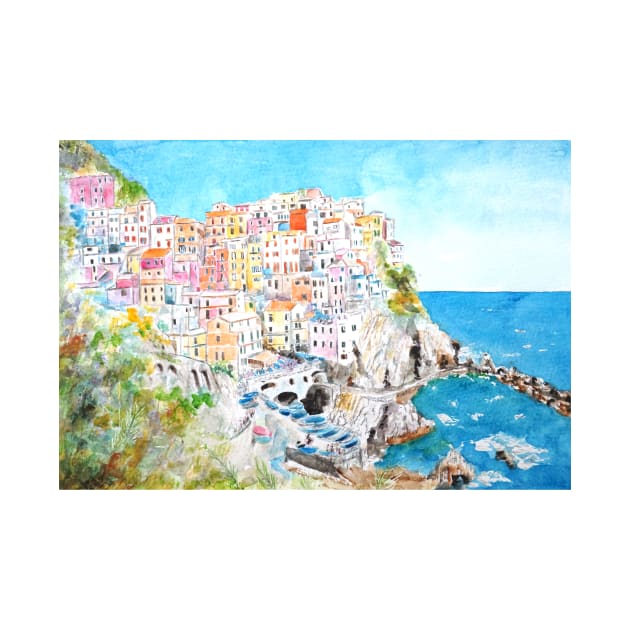 Italy Cinque Terre watercolor painting by colorandcolor