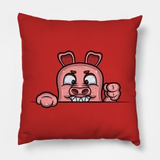 Pig Cartoon With Evil Face Expression Pillow