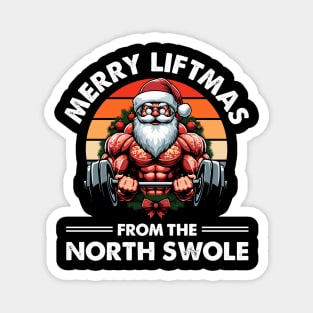 Merry Liftmas From North Swole Muscle Santa Weightlifting Magnet