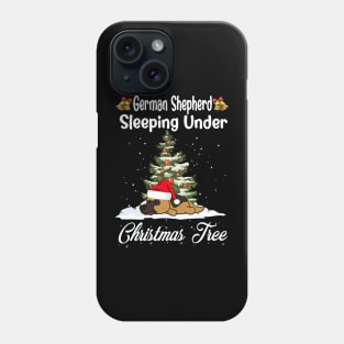 German Shepherd Sleeping Under Christmas Tree Funny Xmas Phone Case