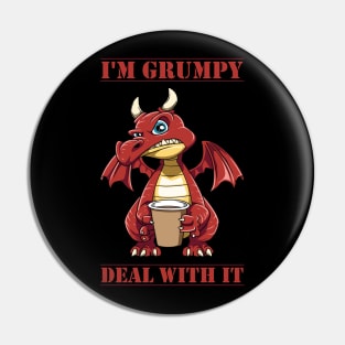 Funny Grumpy Dragon Coffee Lover Hate Morning Fantasy Animal Pin