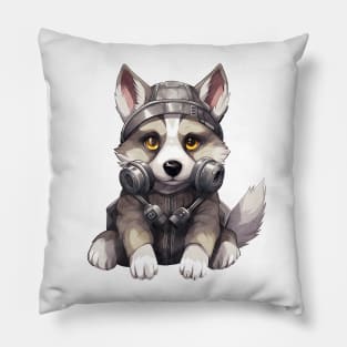 Siberian Husky Dog Wearing Gas Mask Pillow