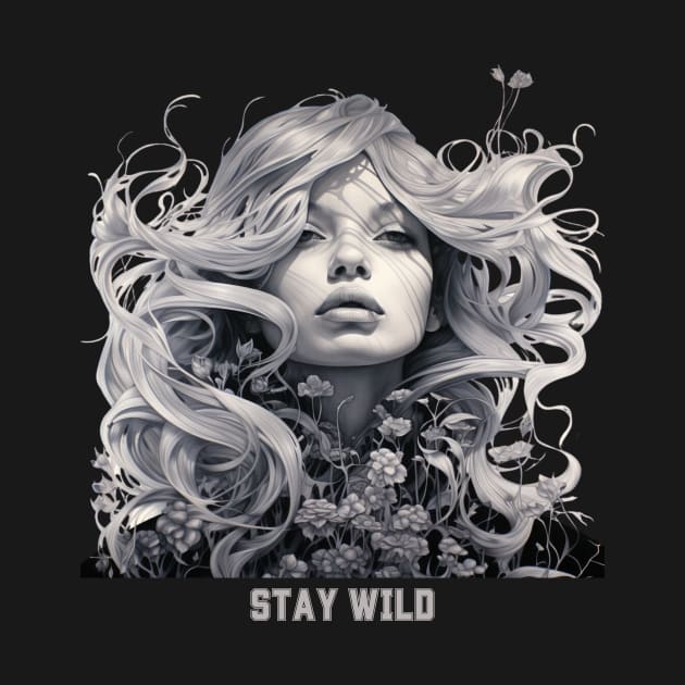 Stay Wild Girl With Wildflowers Natural Lovers by Positive Designer