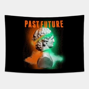 Janus Mythology Vaporwave Orange and Green Sea Tapestry