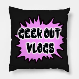 Geek Out Vlogs Text Logo (Pink) Pillow