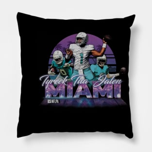 Tua Tagovailoa Tyreek Hill & Jalen Ramsey Miami Neon Pillow