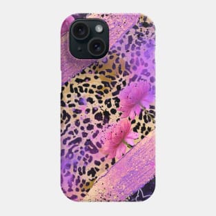 Leopard floral hot pink design Phone Case