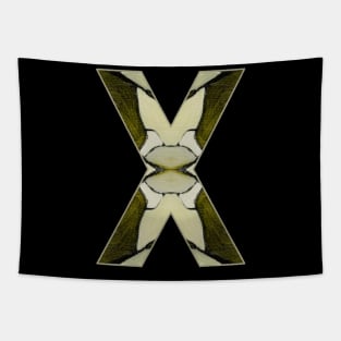 Letter X Monogram Initial Olive Green Pearl White Aesthetic Abstract Pattern Painting On Canvas Tapestry