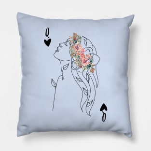 Queen of hearts card floral design Pillow