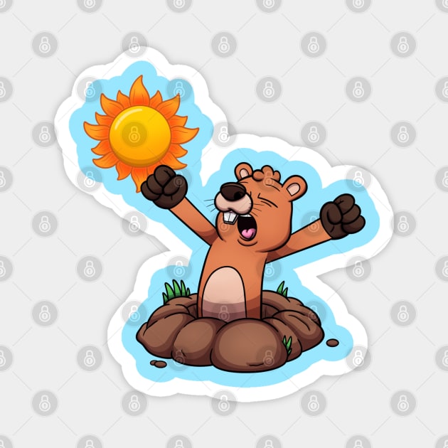 Yawning Groundhog Waking Up Magnet by TheMaskedTooner