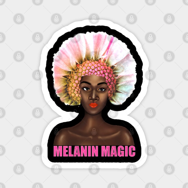 Black Pride Melanin Magic Flower Afro Queen Magnet by Merchweaver