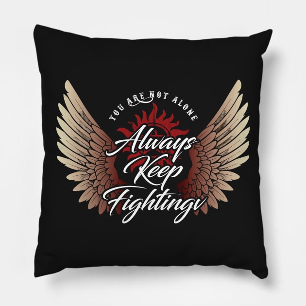 Always Keep Fighting - Angelic Pillow by HappyLlama