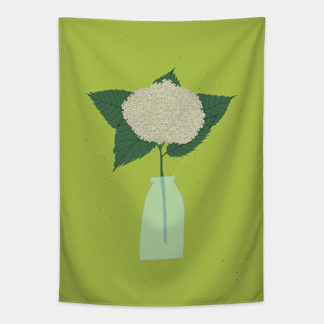 Floral drawing III: white hydrangea Tapestry by Aidi Riera