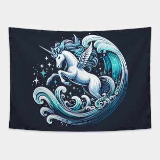 Surfing Unicorn Tapestry