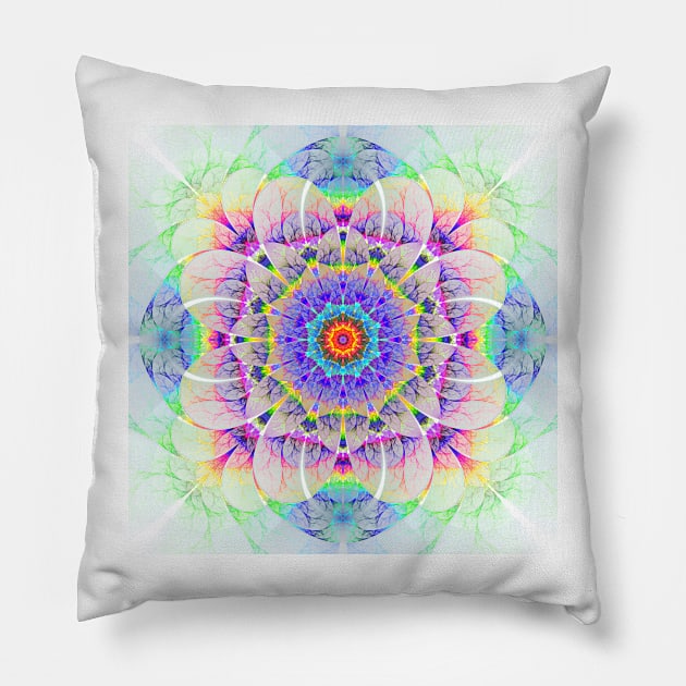 Rainbow mandala Pillow by krinichnaya