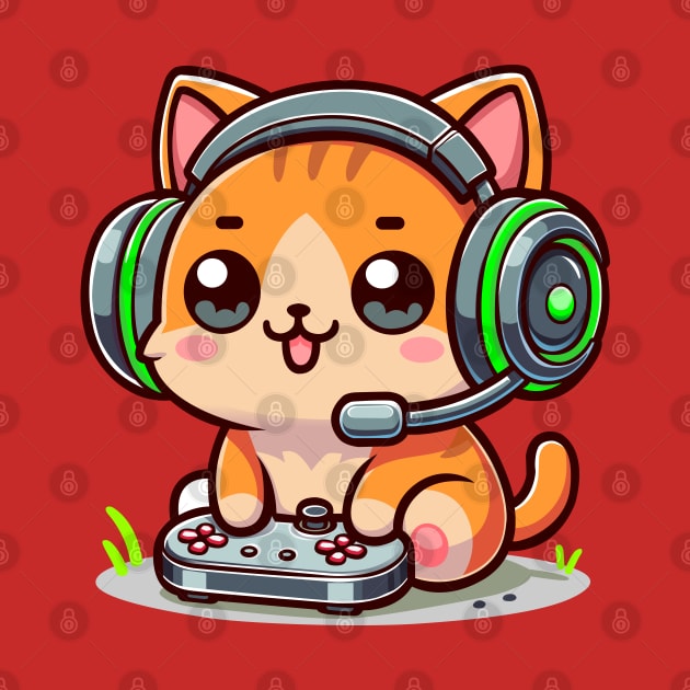 Cute Cat Playing Game Console by Arief Uchiha