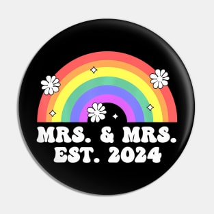 Just Married Engaged Lgbt Lesbian Wedding Mrs  Mrs Est 2024 Pin