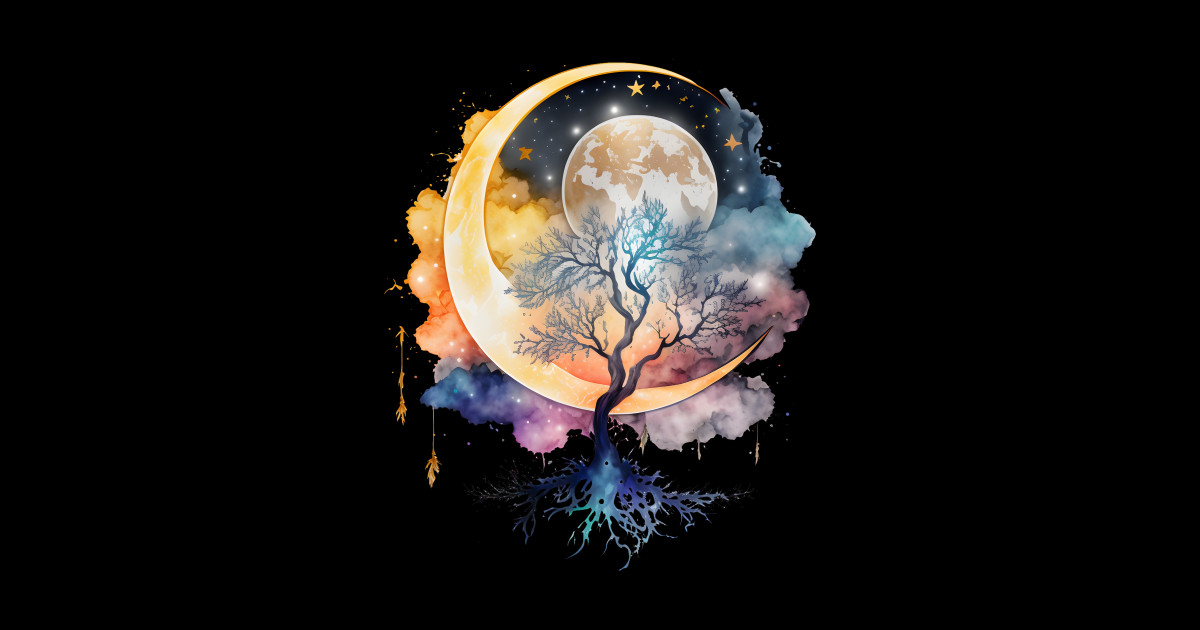 Tree of Life with Moon and Stars - Tree Of Life - Sticker | TeePublic