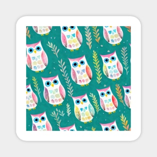 Watercolor owl pattern Magnet