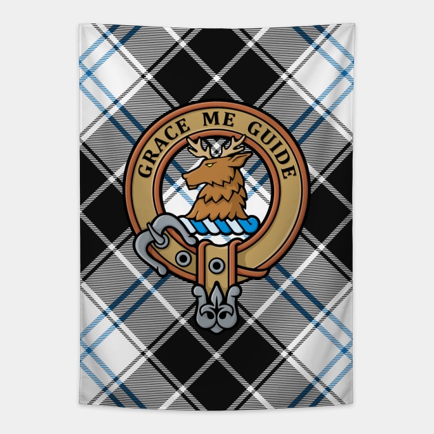 Clan Forbes Crest over Dress Tartan Tapestry by sifis