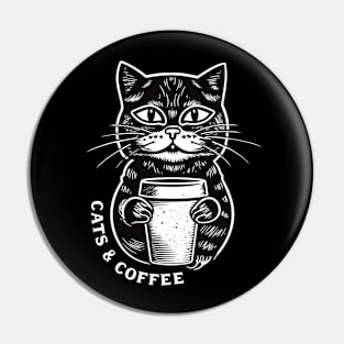 Cats and coffee aesthetic Pin