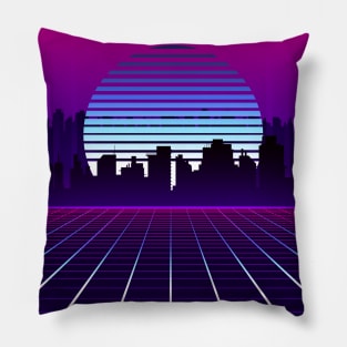 Dreamy 80s City Synthwave Pillow