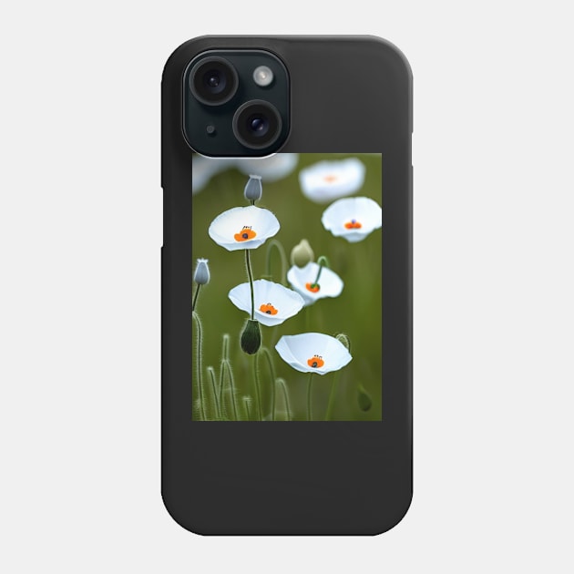 CLEAN WHITE POPPY LIGHT GREEN BACKGROUND Phone Case by sailorsam1805