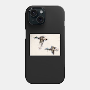 A Pair of Flying Mallard Ducks in Watercolor Phone Case