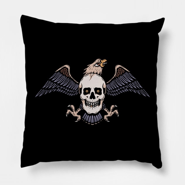 Eagle and skull Pillow by gggraphicdesignnn