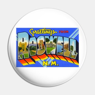 Greetings from Roswell New Mexico - Vintage Large Letter Postcard Pin