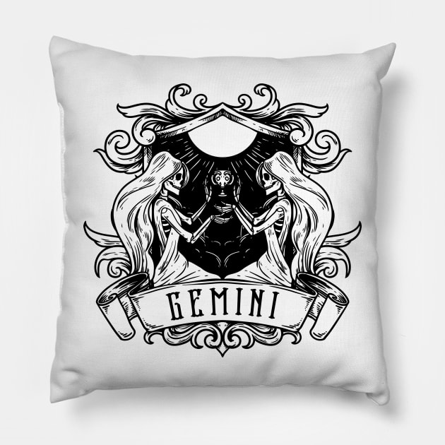 Zodiac Gimini Pillow by Merilinwitch