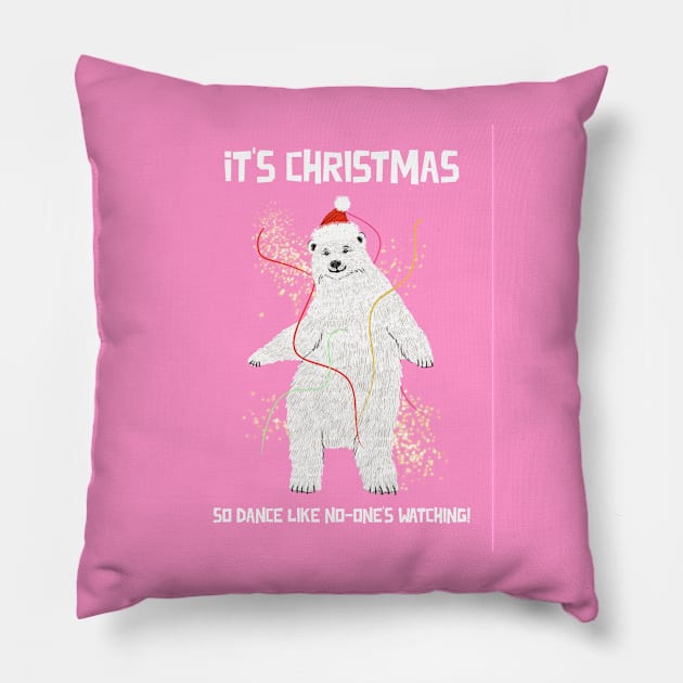 Polar Bear Dancing Christmas Greeting Pillow by AdamRegester