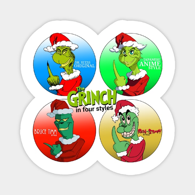 Green Meanie in Four Styles Magnet by AndrewKennethArt