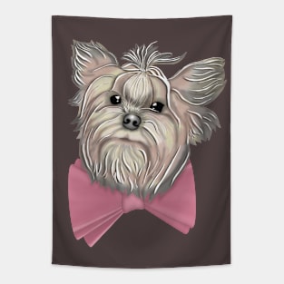 Yorkshire Terrier with a pink bow Tapestry