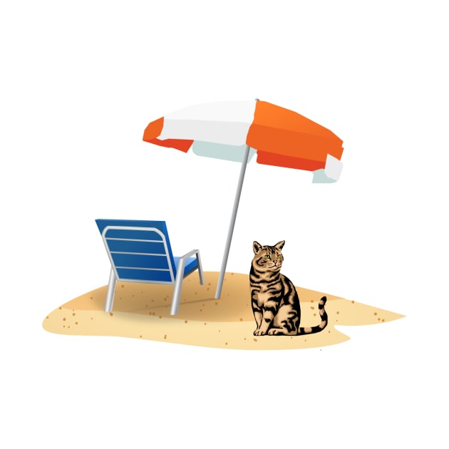 Summer cat beach by merysam