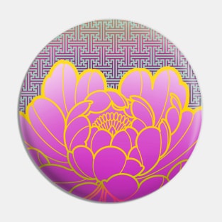 peony flower and sacred geometric pattern Pin