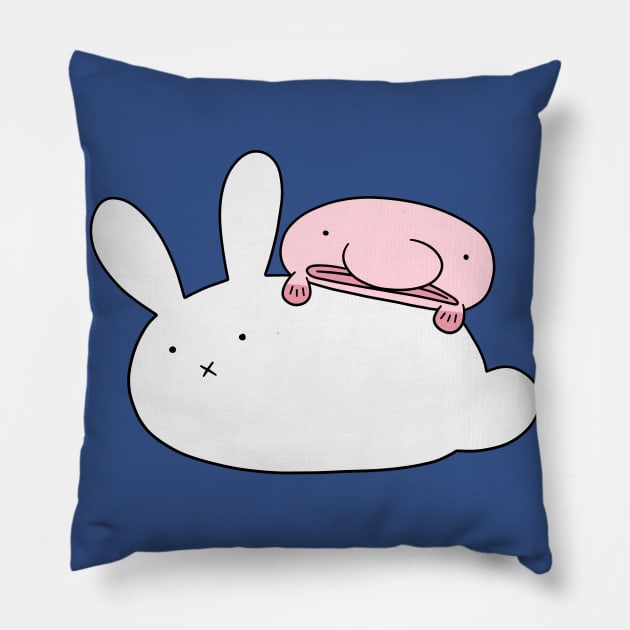 White Bunny and Blobfish Pillow by saradaboru