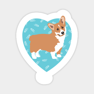 Corgi Dog Lover Heart Aqua Blue Magnet