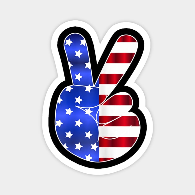 American Flag Peace Sign Hand-4th Of July-USA Funny Gifts Magnet by crowominousnigerian 