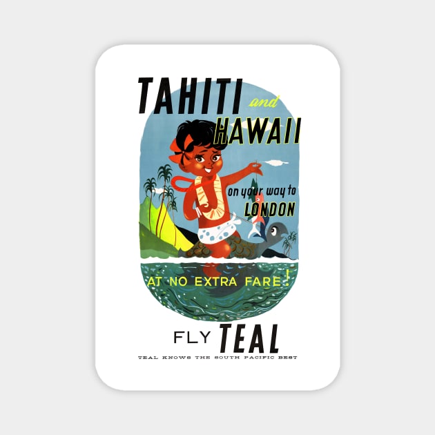 Vintage Travel Poster Tahiti Hawaii Magnet by vintagetreasure