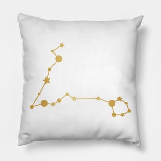Pisces Zodiac Constellation in Gold Pillow