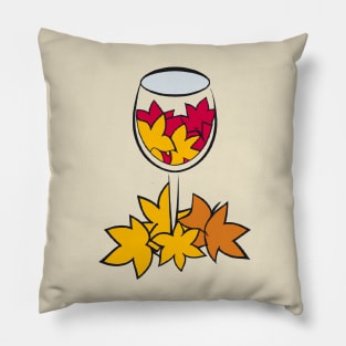 Autumn leaves in a wine glass Pillow